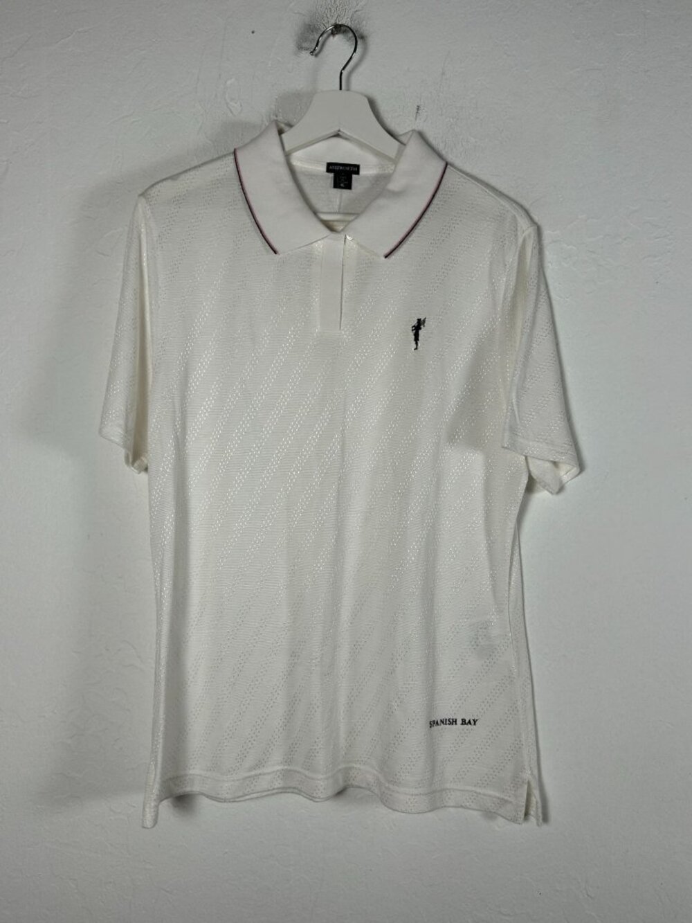 Ashworth Womens Spanish Bay White Textured Golf Polo Shirt XL Pebble Beach New